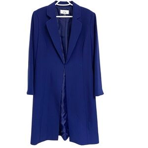 NWT LE SUIT Crepe Topper Jacket Women’s 12 Blue Notched Collar Lined Business